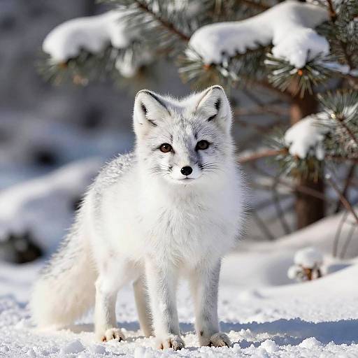 Playful Arctic Fox Kit in Snow