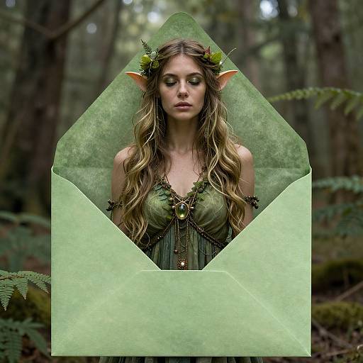 Greenwoman Dryad in Forest Envelope
