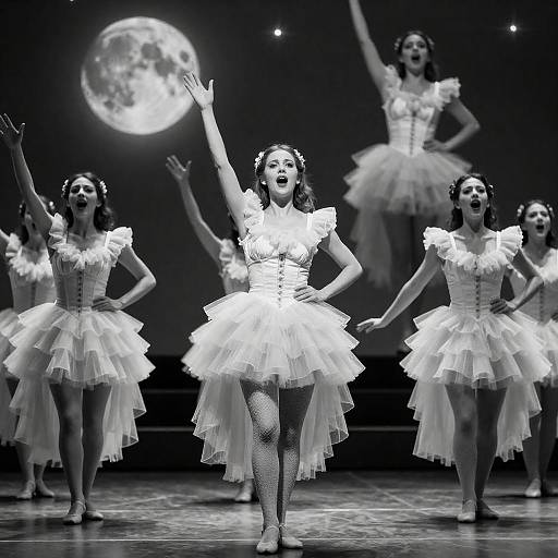 Moonlit Monochrome Cabaret Ruffled Dancers