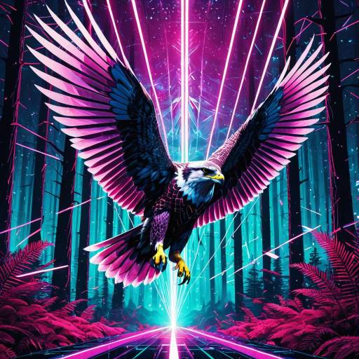 Synthwave Falcon Amidst Cyberpunk Forests Synthwave Falcon Amidst Cyberpunk Forests