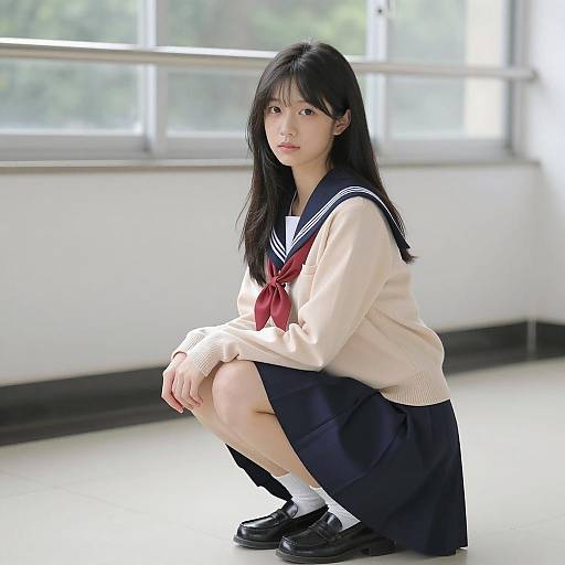 Indoor Portrait of Asian Woman in Uniform