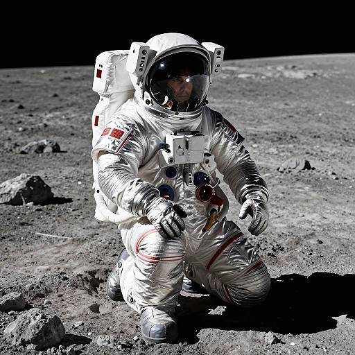Futuristic Astronaut on Lunar Surface