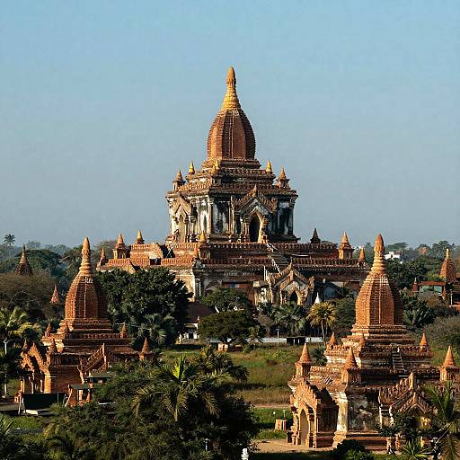 Sunlit Ancient Temple Complex Landscape