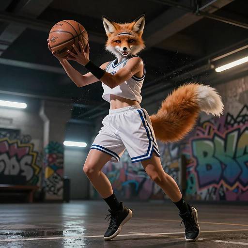 Dynamic Sports Portrait of Furry Fox