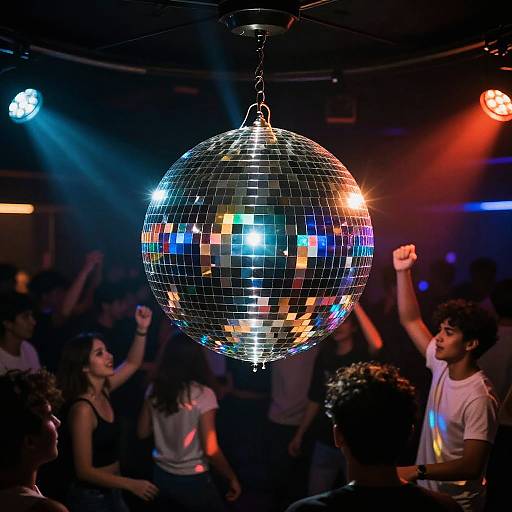 Vibrant Nightclub Disco Ball Scene