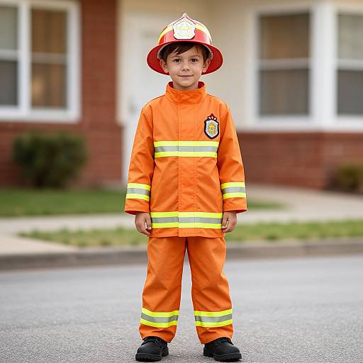 Youth Boy in Firefighter Costume