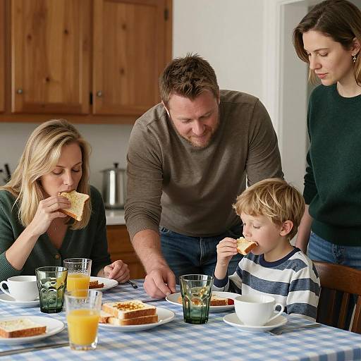 Warm Family Breakfast Gathering Scene