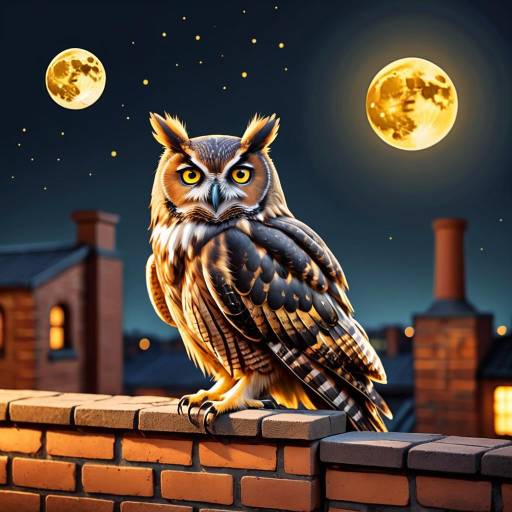 Whimsical Owl Under a Bright Moon
