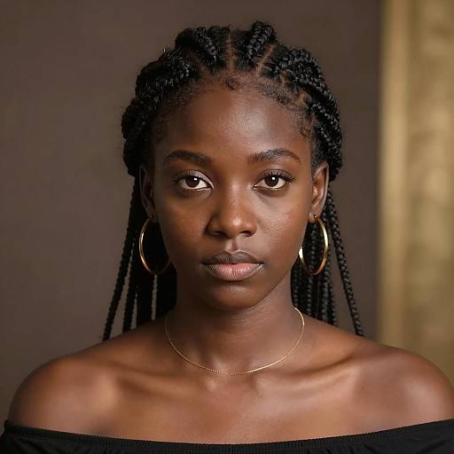 Portrait of Young Black Woman with Braided Hair