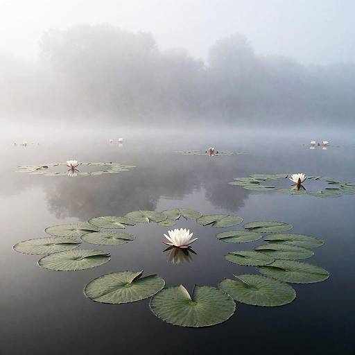 Foggy Water Lily Pond Morning