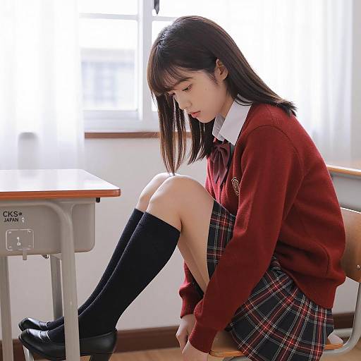 Japanese Schoolgirl in Classroom