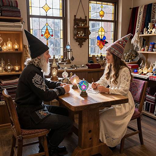 Elven Boutique Scene with Enchanted Artifacts