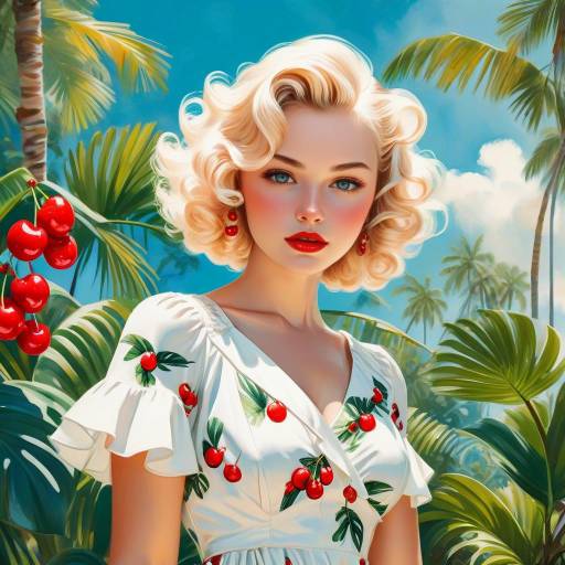 Retro Pin-Up Portrait in Tropical Paradise