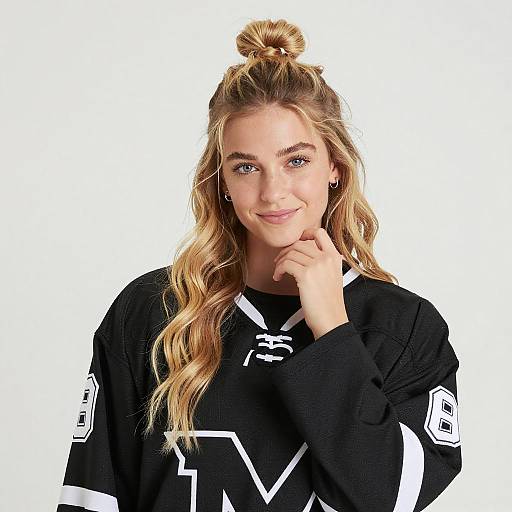 Young Woman in Hockey Jersey Portrait