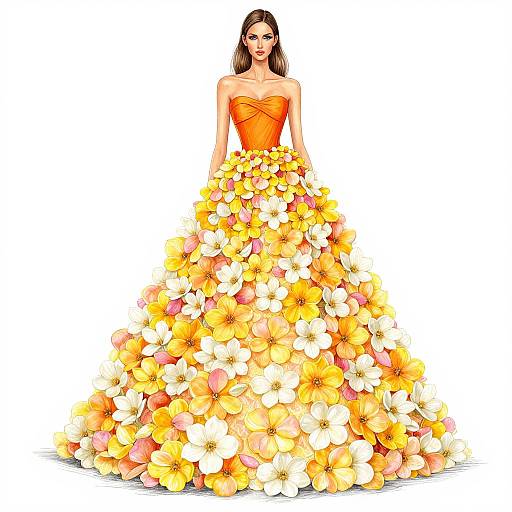 Floral Elegance in Vibrant Fashion