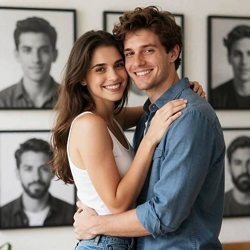 Joyful Embrace: A Romantic Couple Portrait