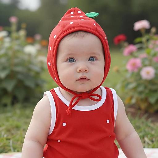 Adorable Baby in Strawberry Costume Photo