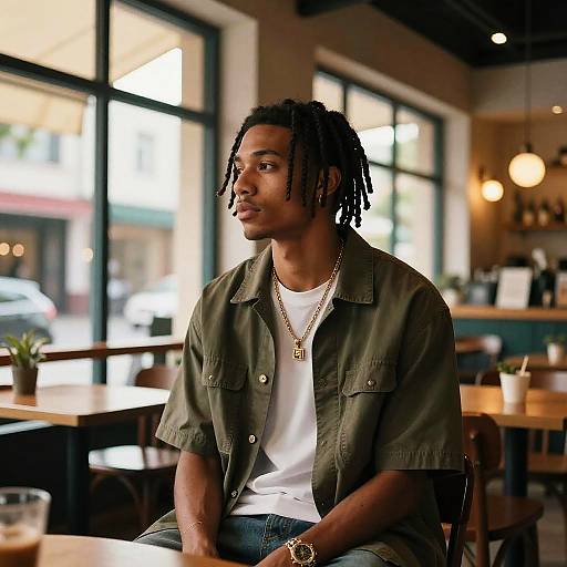 Editorial Portrait of Young Man in Café