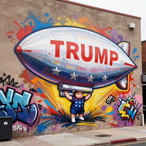 Trump Baby Blimp Graffiti Mural
