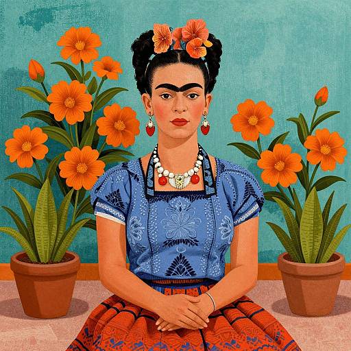 Frida Kahlo-Inspired Vibrant Portrait