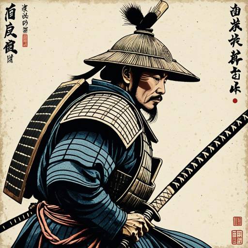 Ancient Samurai Warrior Ukiyo-e Style