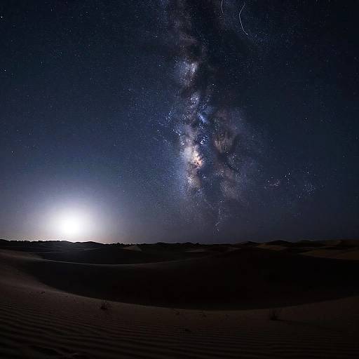 Estrellas fugaces sobre desierto nocturno