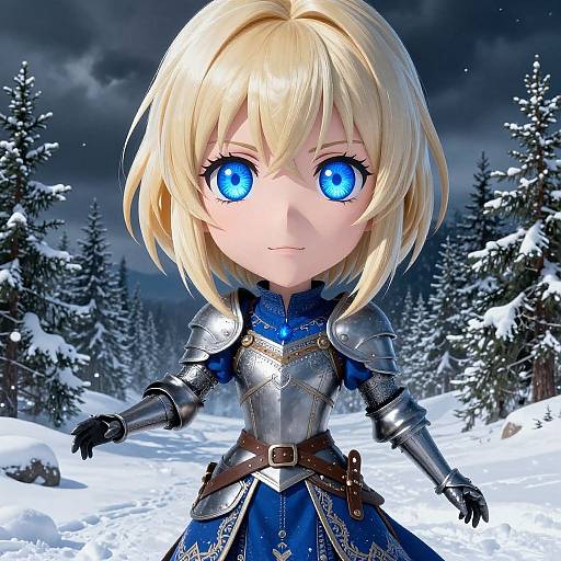 Anime Girl Casting Blue Winter Magic