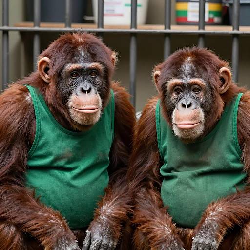 Humanoid Apes in Captivity Scene