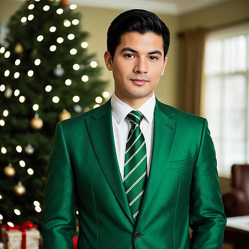 Man in Green Christmas Suit Portrait
