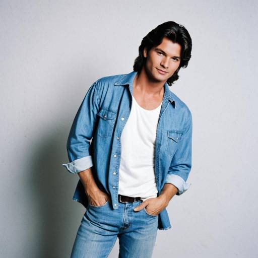 Man in 1980s Denim Casual Outfit