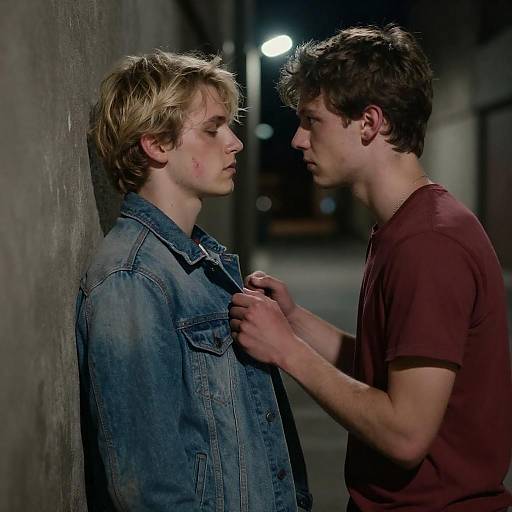 Intense Standoff in Dim Alleyway