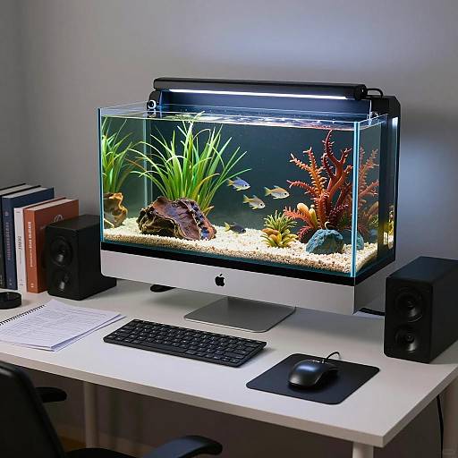 Aquascaped Aquarium on Office Desk