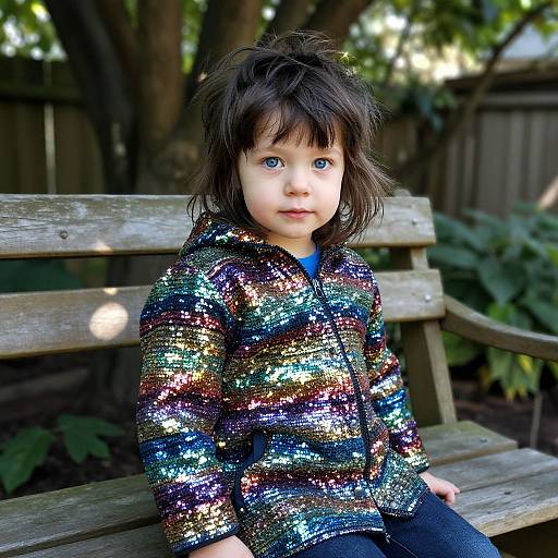 Child with Bright Eyes in Sparkle Coat