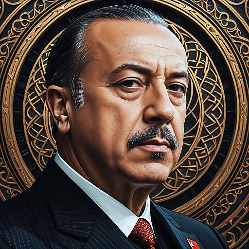 Portrait of Middle Eastern Man in Formal Suit with Intricate Background