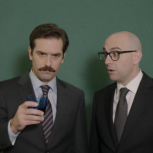 Men in Suits with Green Background