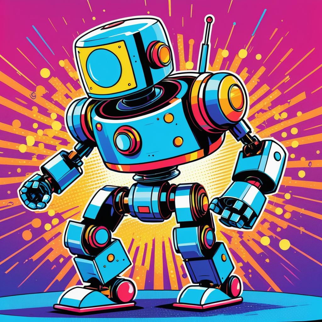 Dynamic Quirky Robot in Comic Style