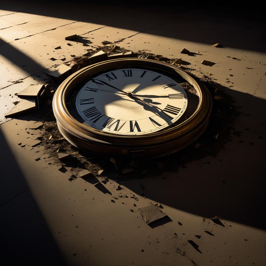 Dramatic Chiaroscuro of a Broken Clock