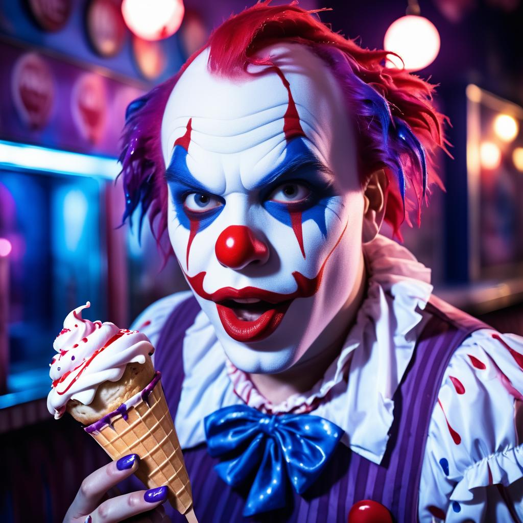 Terrifying Clown Haunting Ice Cream Parlor