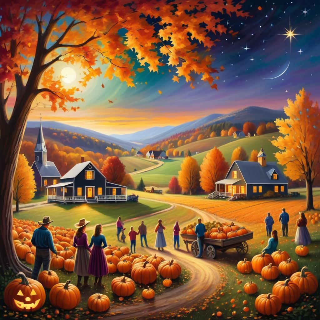 Autumn Harvest Gathering with Colorful Leaves