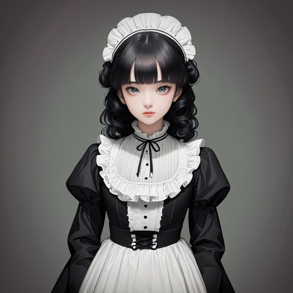 Curious Victorian-Era Maid with Curly Hair