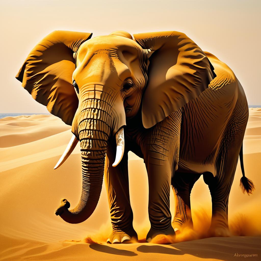 Realistic Sand Elephant Portrait in Brown