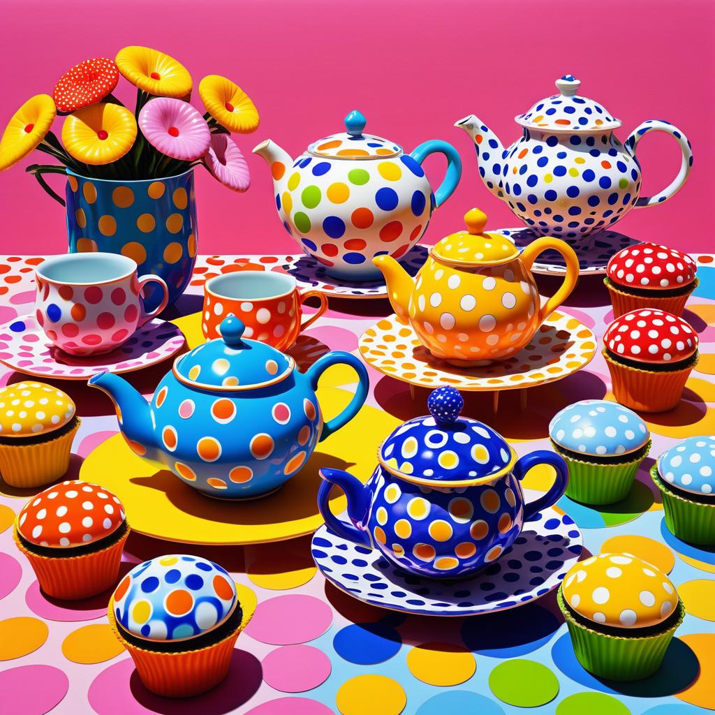 Whimsical Teapot and Cupcake Still-Life