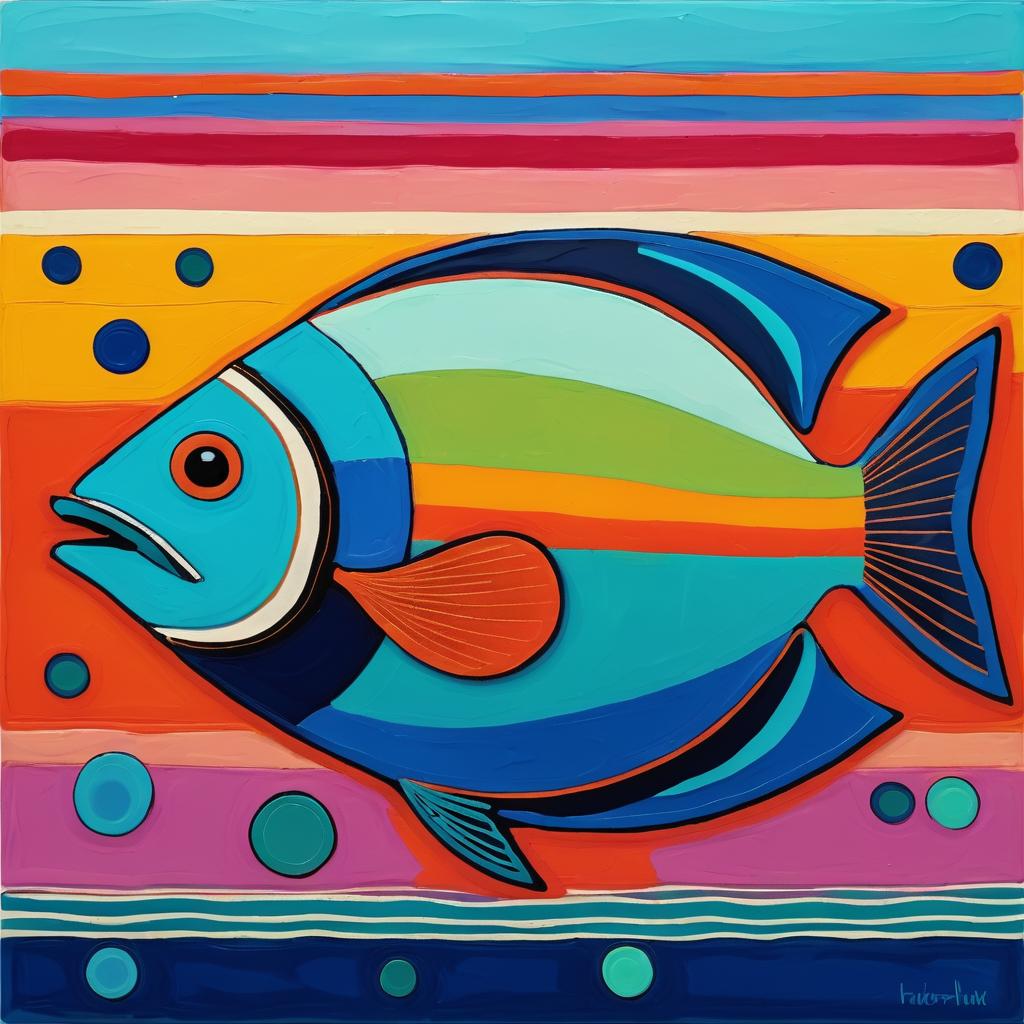 Vibrant Fish in Rothko-Inspired Art