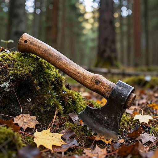 Serrated Axe on Mossy Forest Floor