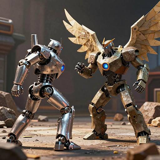 Dystopian Rock Paper Robot Battle