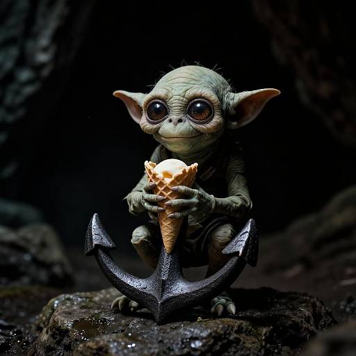 Detailed Gollum Waffle Ice Cream Cone