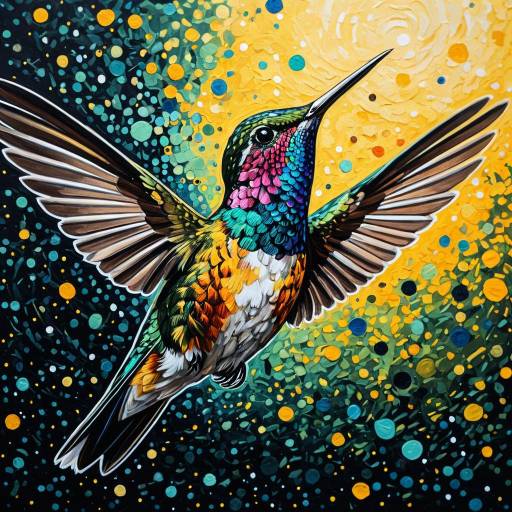 Vibrant Hummingbird in Klimt Style Vibrant Hummingbird in Klimt Style