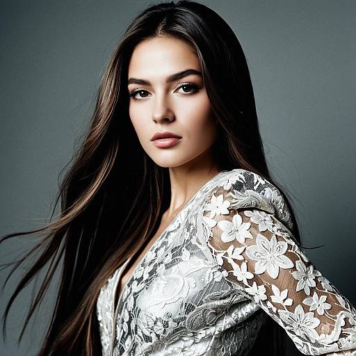 Ivory Lace Vintage Glamour Fashion Portrait