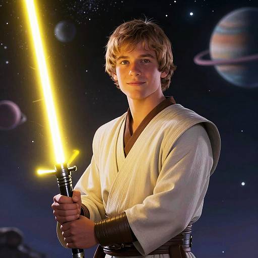 Youthful Jedi Apprentice in Space