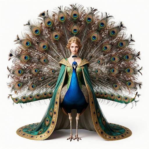 Baroque Style Peacock Woman Portrait